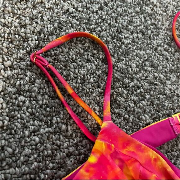 Lovers and Friends Kolbie Underwire Tie Dye Bikini Top Sunset Pink Yellow Large - Picture 5 of 6